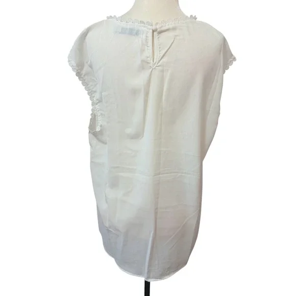 Misslook White Lace Size XL Crochet Trim Cap Sleeve Blouse Tops Boho - Picture 6 of 8